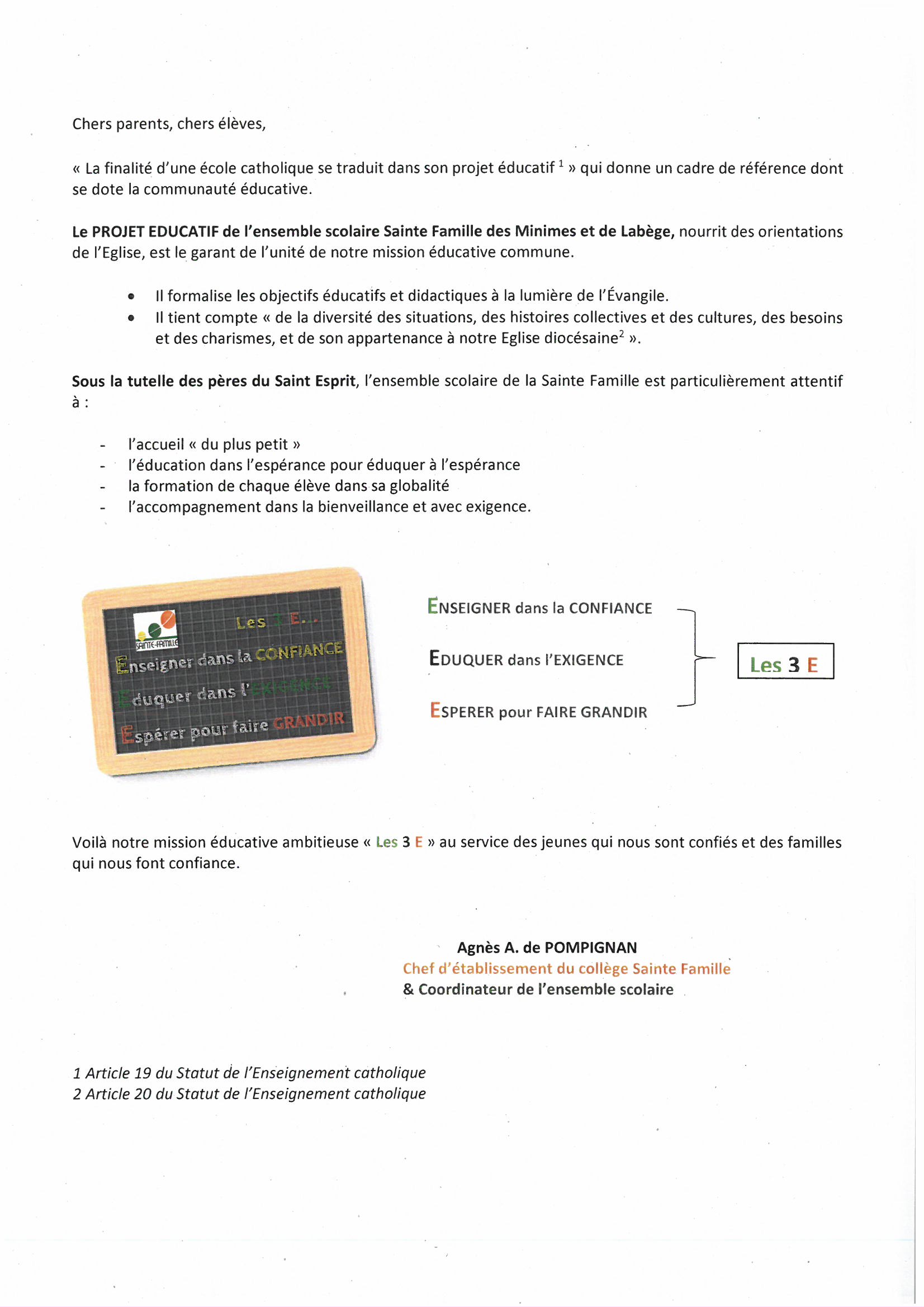 EcoleCollège Ste Famille des Minimes Toulouse EcoleCollège Ste